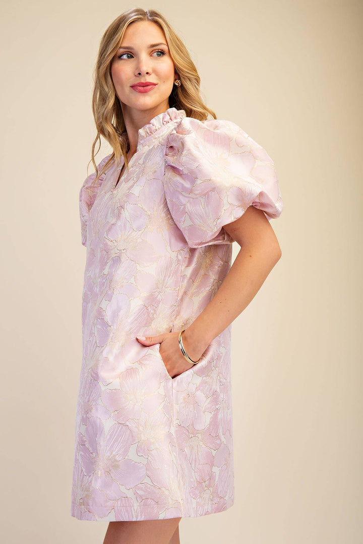 Dresses - Ruffle V-Neck Puff Sleeve Mini Dress - Spring / Summer - - Cultured Cloths Apparel