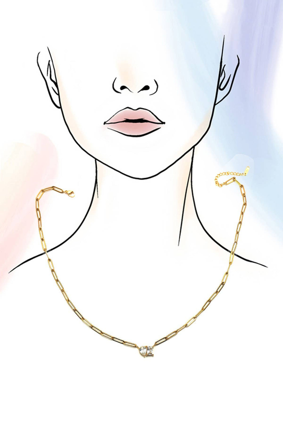 Accessories, Necklaces - 18K STAINLESS STEEL TARNISH FREE RHIN NECKLACE | 40NK9634 - - Cultured Cloths Apparel