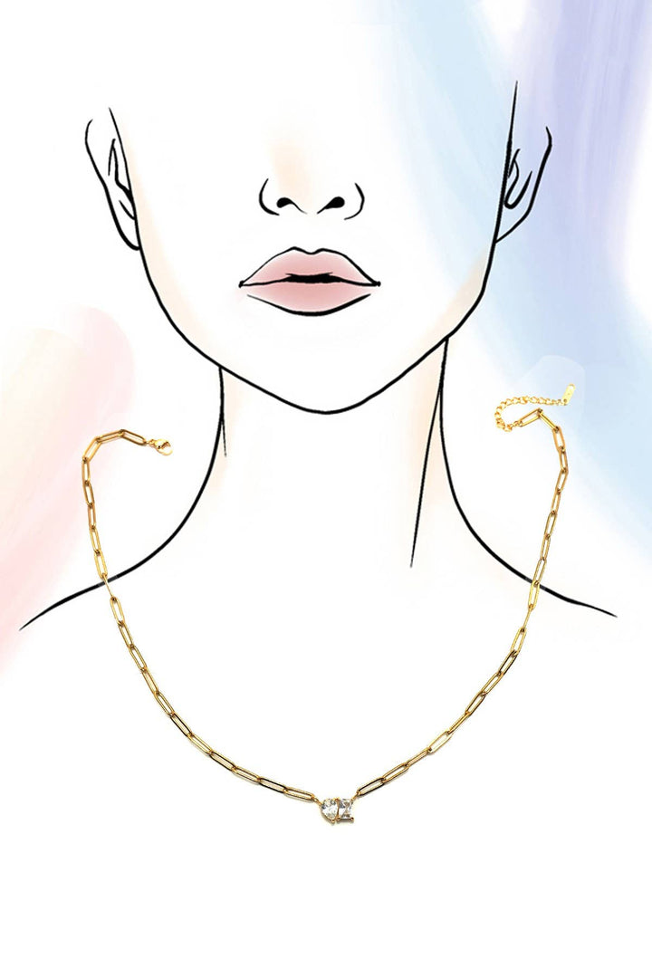 Accessories, Necklaces - 18K STAINLESS STEEL TARNISH FREE RHIN NECKLACE | 40NK9634 - - Cultured Cloths Apparel