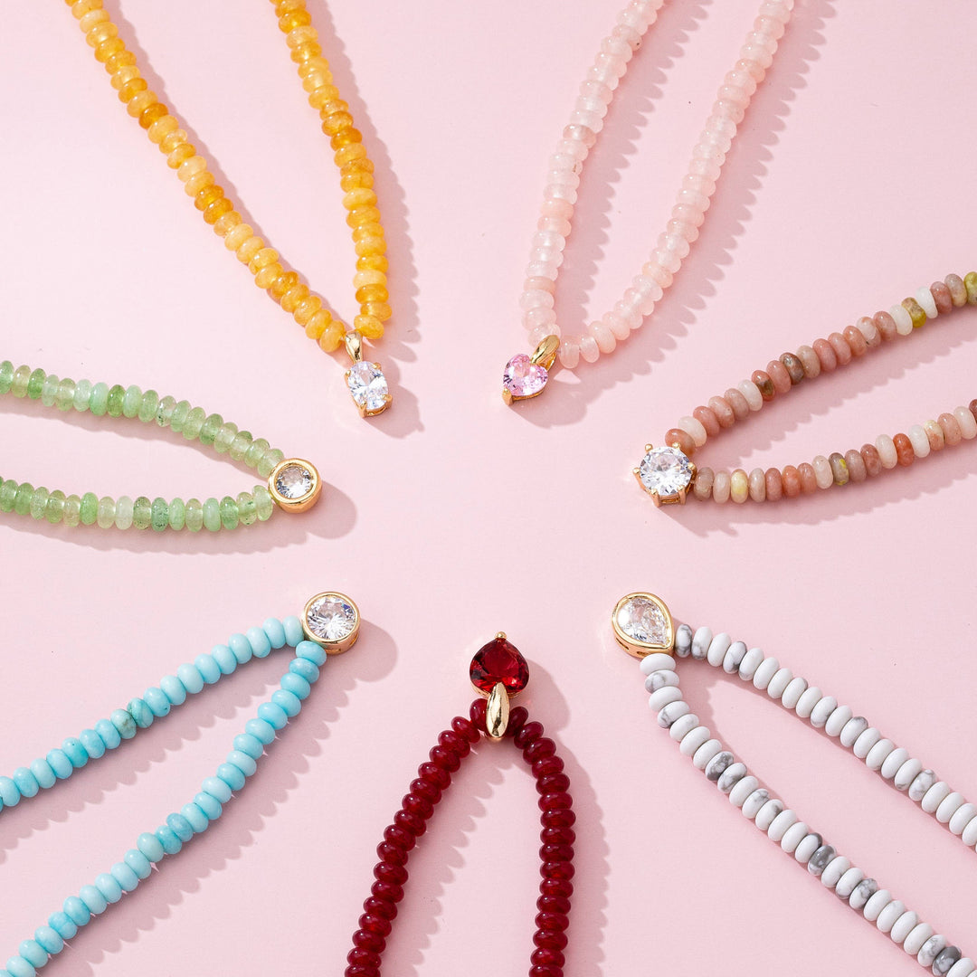 Accessories, Necklaces - NATURAL SEMI PRECIOUS STONE BEADED CHARM NECKLACE | 80N92658 - - Cultured Cloths Apparel