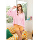 Women's Long Sleeve - Exposed Seam Relaxed Long Sleeve Knit Top - Pink - Cultured Cloths Apparel