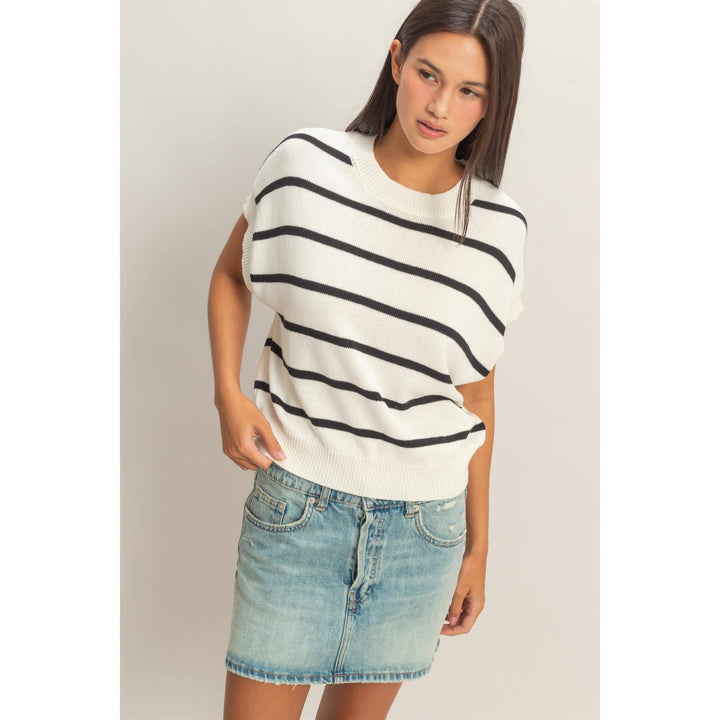 Striped Crew Neck Knit Top