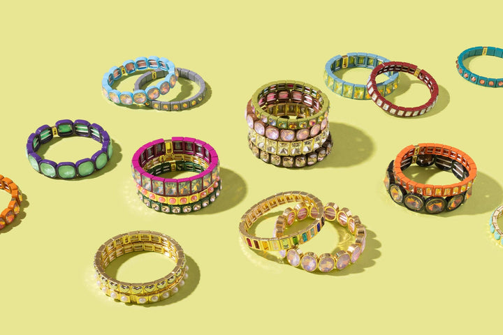 Accessories, Bracelets - Enamel Stretch Bracelet - Earth Tone Colors - - Cultured Cloths Apparel