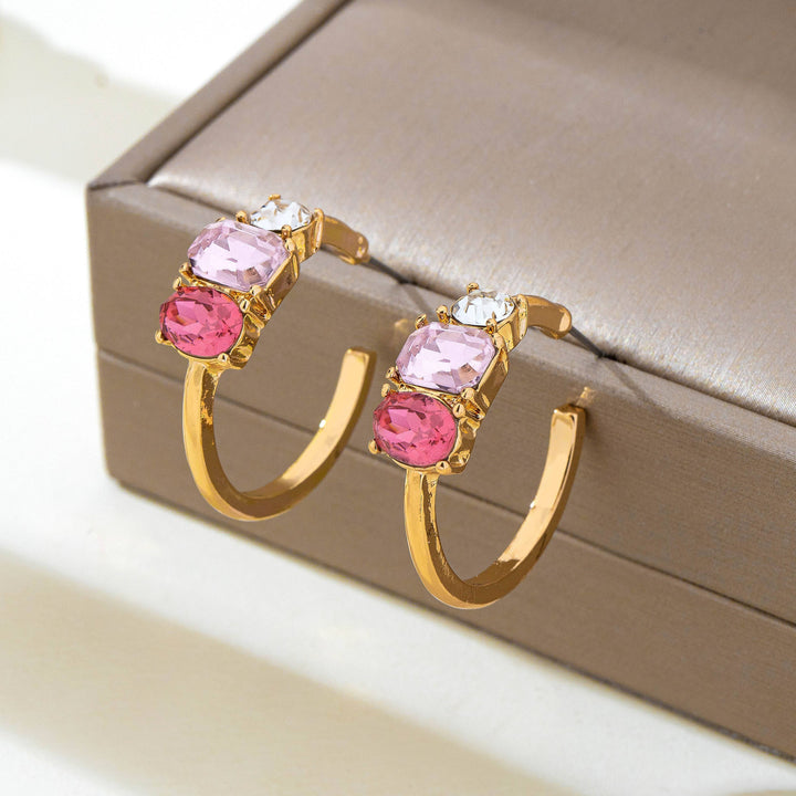 Accessories, Earrings - Rosy Gradient Crystal Hoop Earrings | 80E62449 - - Cultured Cloths Apparel