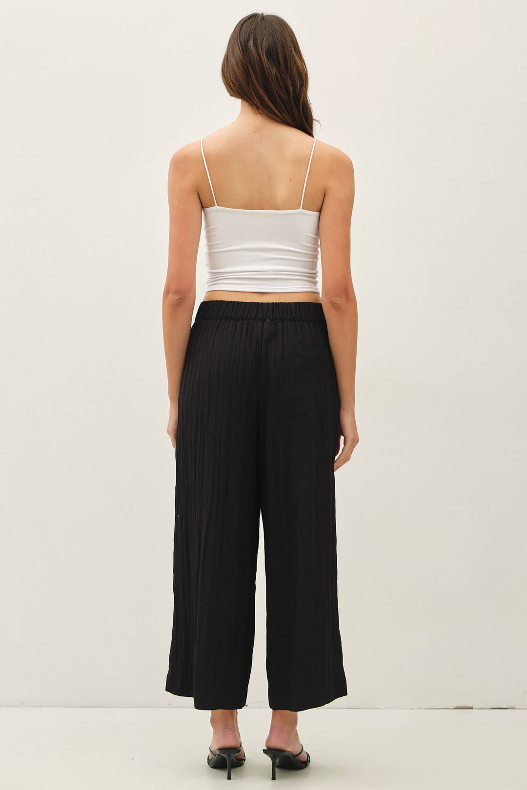 Pants - CRINKLED WIDE LEG CROPPED PULL ON PANTS - - Cultured Cloths Apparel