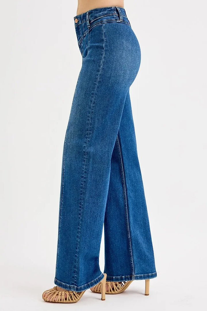 Denim - RISEN Seam Detail Wide Leg Jeans - - Cultured Cloths Apparel