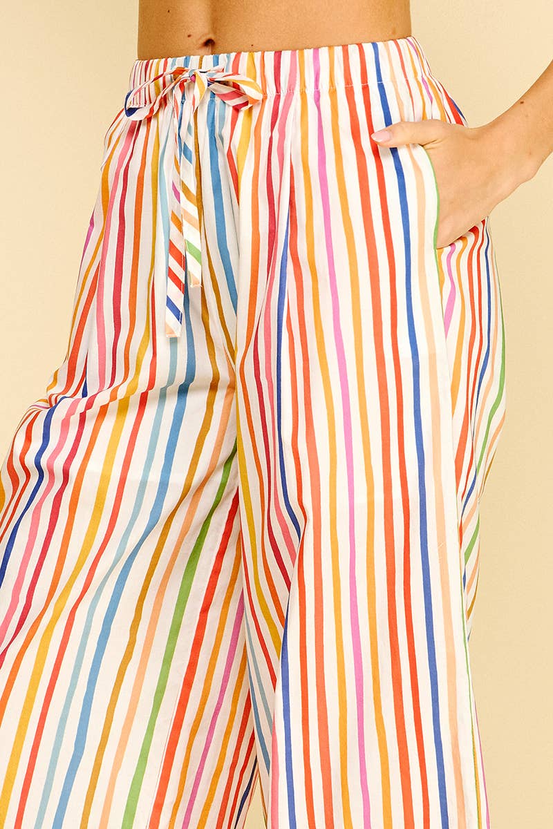 Pants - RAINBOW STRIPE WIDE LEG PANTS - - Cultured Cloths Apparel