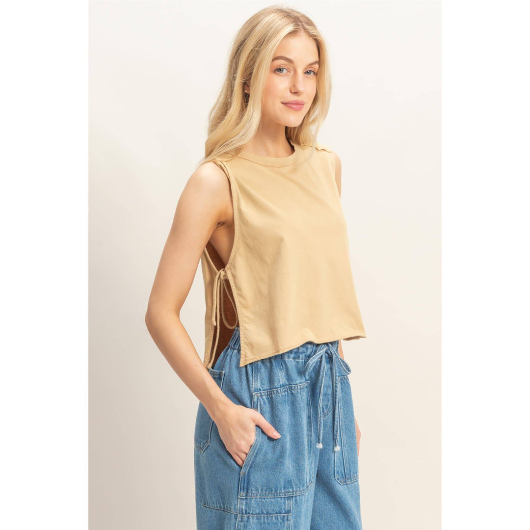 Women's Short Sleeve - Sleeveless Raw Edge Top - - Cultured Cloths Apparel