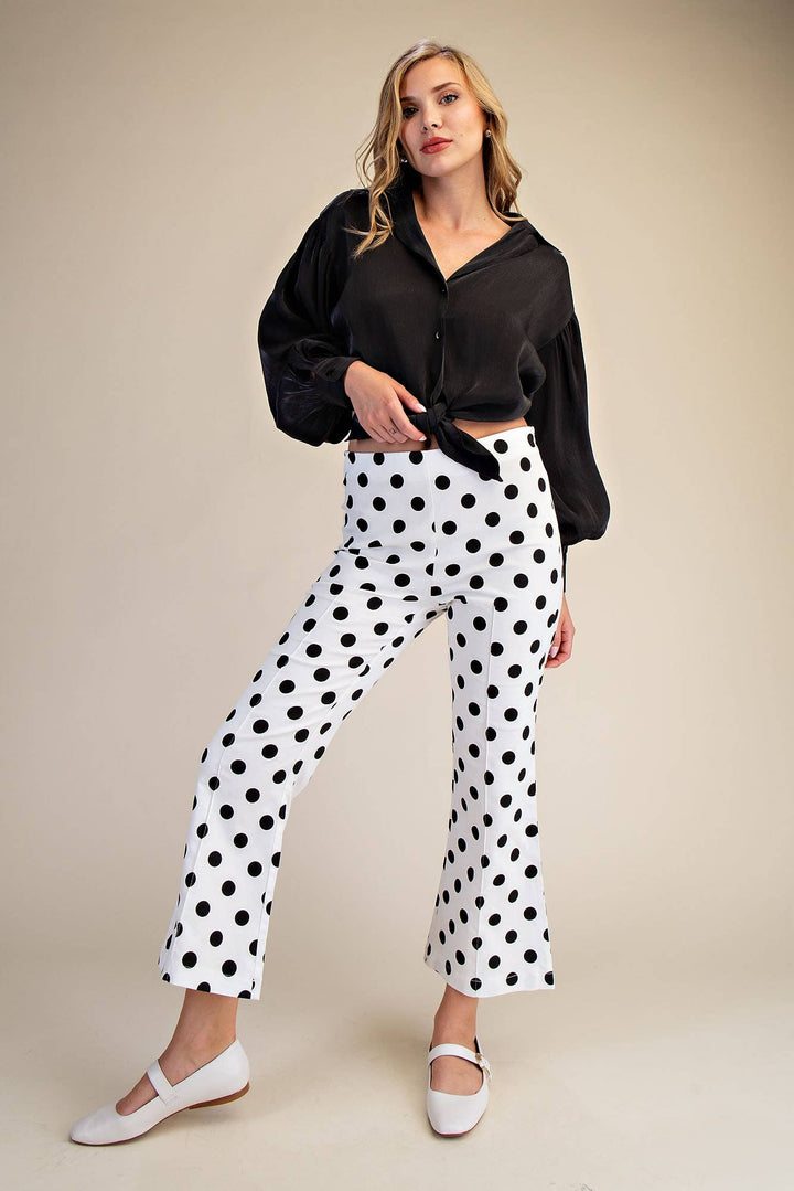 Pants - Flare Crop Dot Pants - - Cultured Cloths Apparel