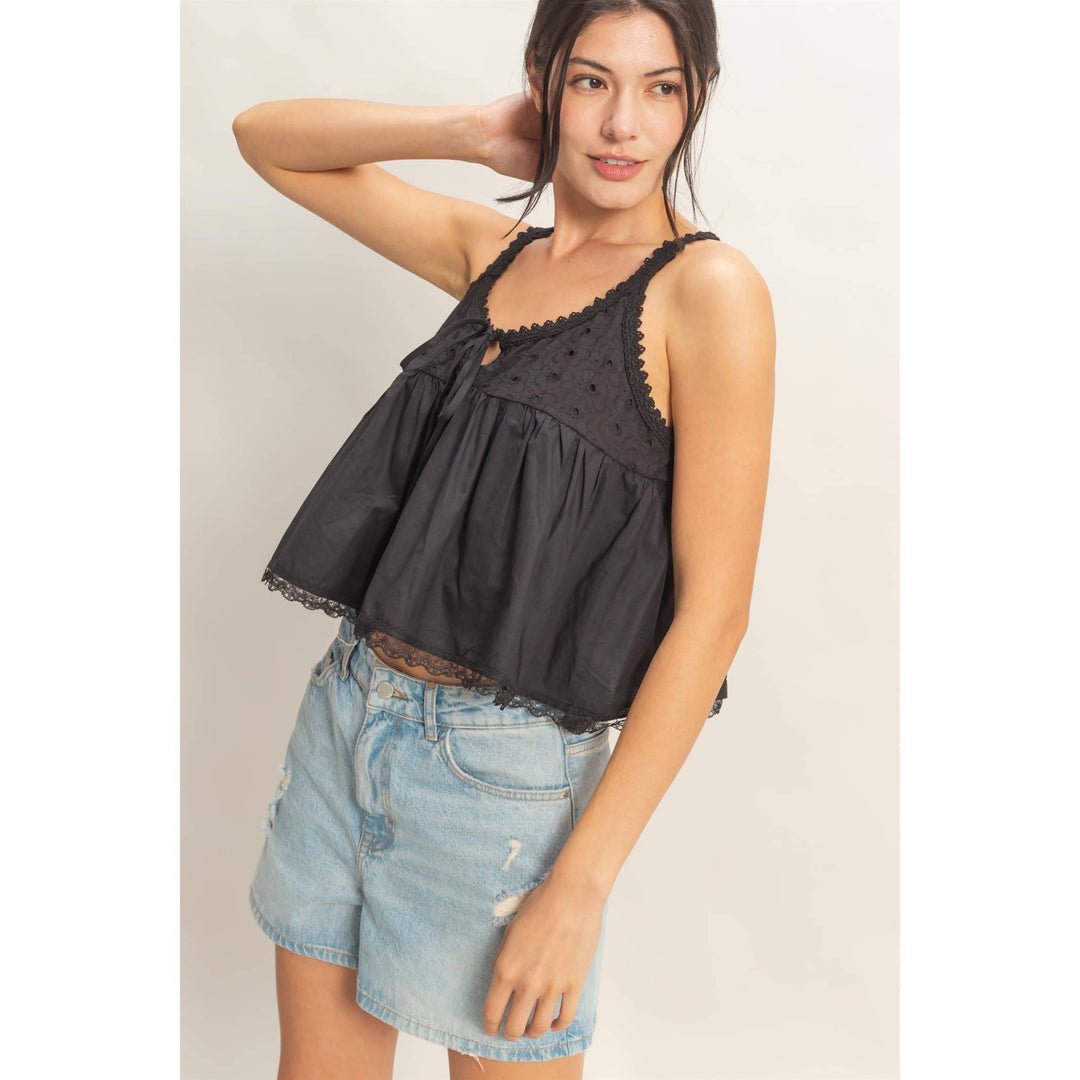 Scalloped Lace Trim Tank Top