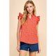 Women's Sleeveless - Floral Printed Top with V Neck and Ruffled Sleeves -  - Cultured Cloths Apparel