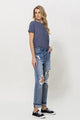  - Stretch Mom Jeans w/ Spatter Detail and Cuff -  - Cultured Cloths Apparel