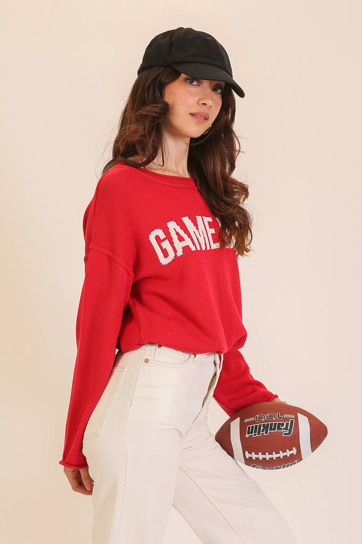 Game Day" Graphic Knit Sweater