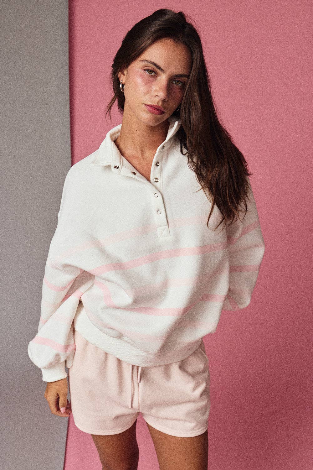 Striped Mock Neck Pullover