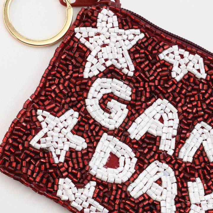 Bags - Game Day Maroon/White Keychain Pouch - - Cultured Cloths Apparel