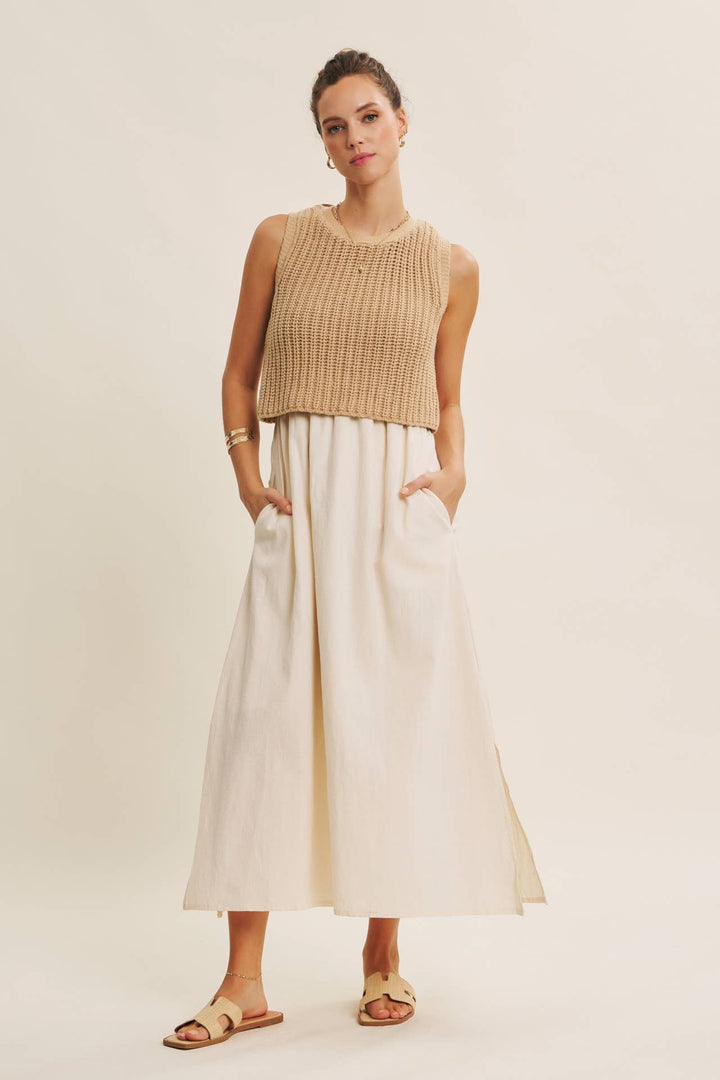 Women's Dresses - TRUE CUSTOMER FAVORITE CHUNKY SWEATER TWOFER MIDI DRESS - - Cultured Cloths Apparel
