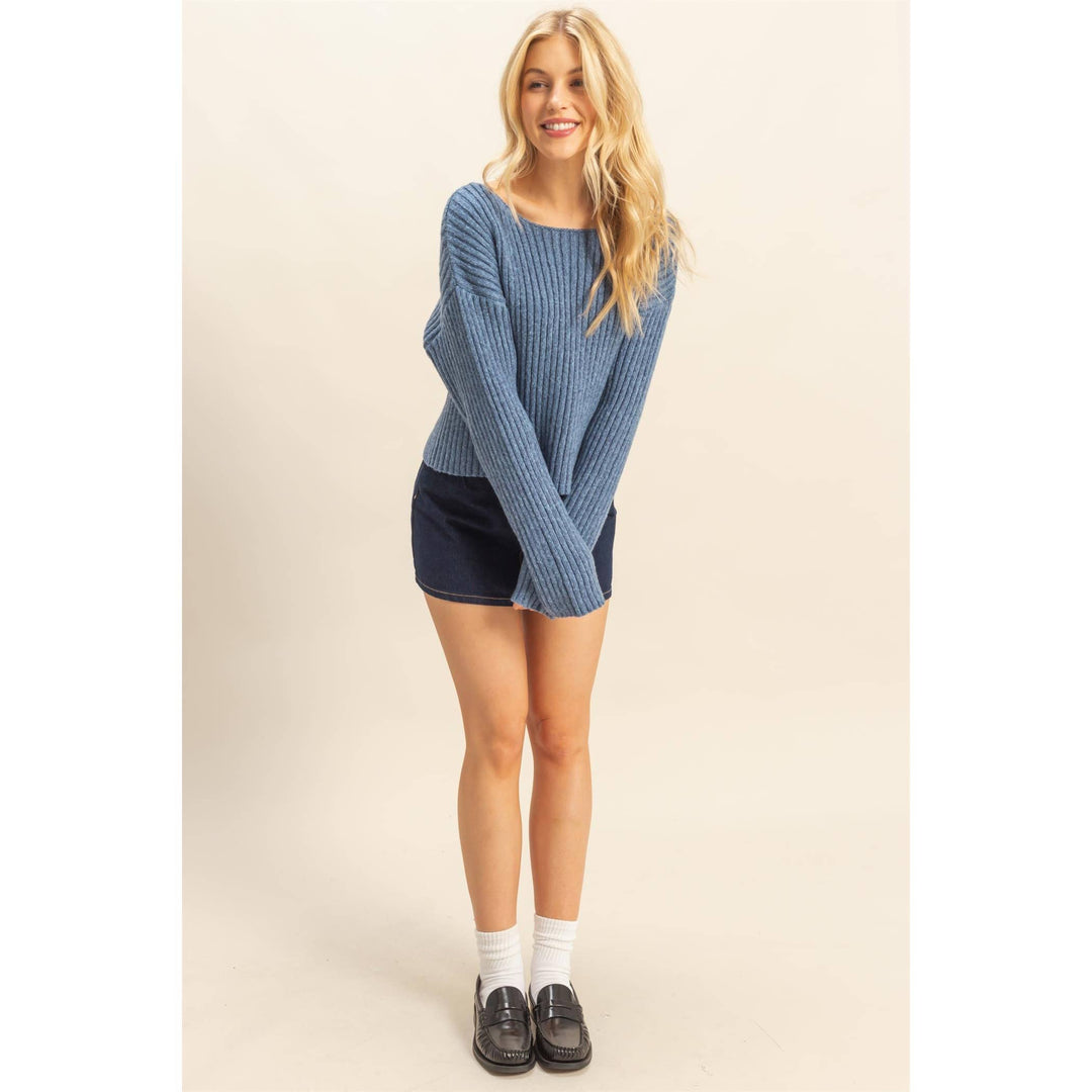 Textured Sweater With Relaxed Drop Sleeves