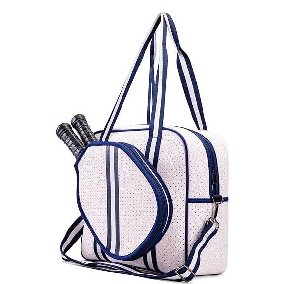 Accessories, Bags - Navy and White Neoprene Crossbody Sling Pickleball Bag Tote -  - Cultured Cloths Apparel