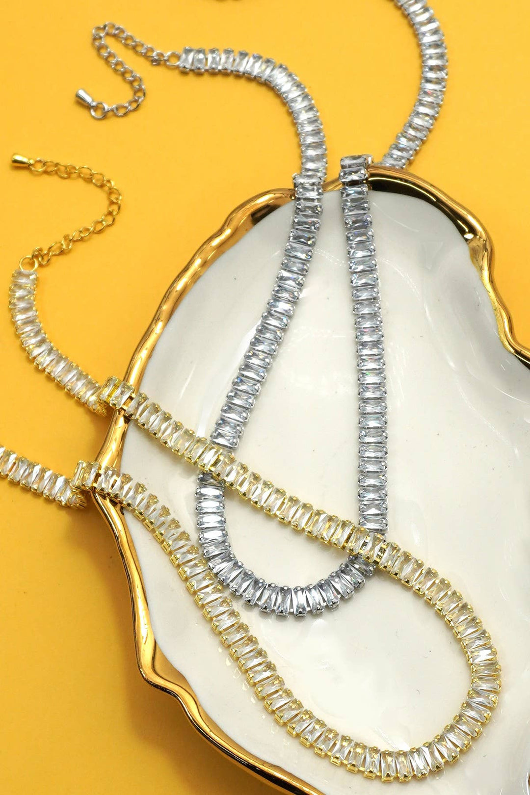 Accessories, Necklaces - BAGUETTE STONE TENNIS NECKLACE | 40NK9660 - - Cultured Cloths Apparel