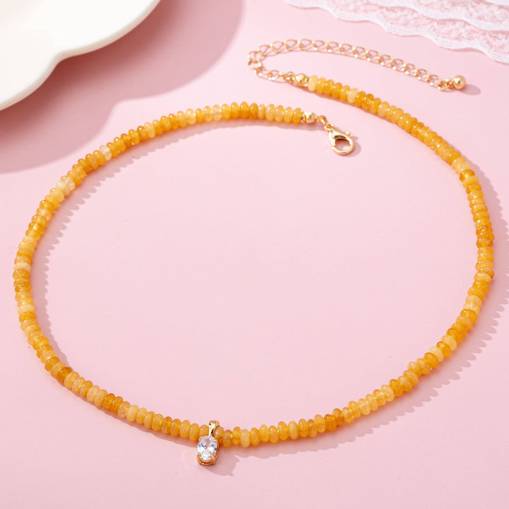 Accessories, Necklaces - NATURAL SEMI PRECIOUS STONE BEADED CHARM NECKLACE | 80N92658 - - Cultured Cloths Apparel