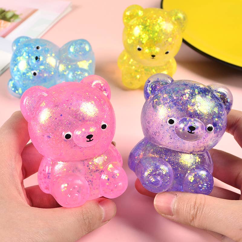 Accessories, Toys - Cute Glitter Bear Squishy Squeeze Toy Fidget Toy - - Cultured Cloths Apparel