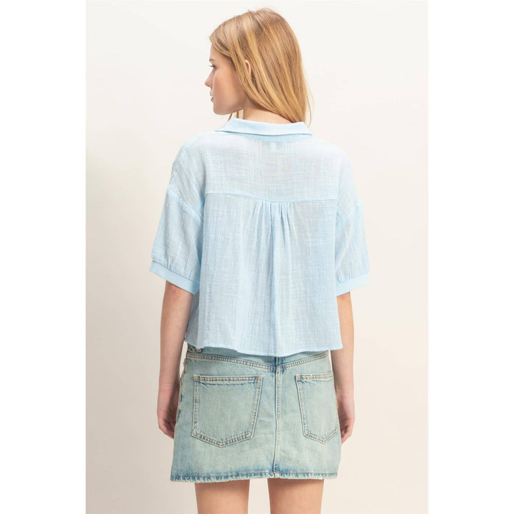 Women's Short Sleeve - Textured Button-Up Shirt - - Cultured Cloths Apparel