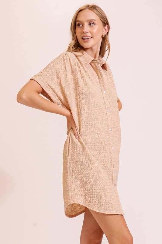 Dresses - Boho Gal Textured T Shirt Dress - - Cultured Cloths Apparel