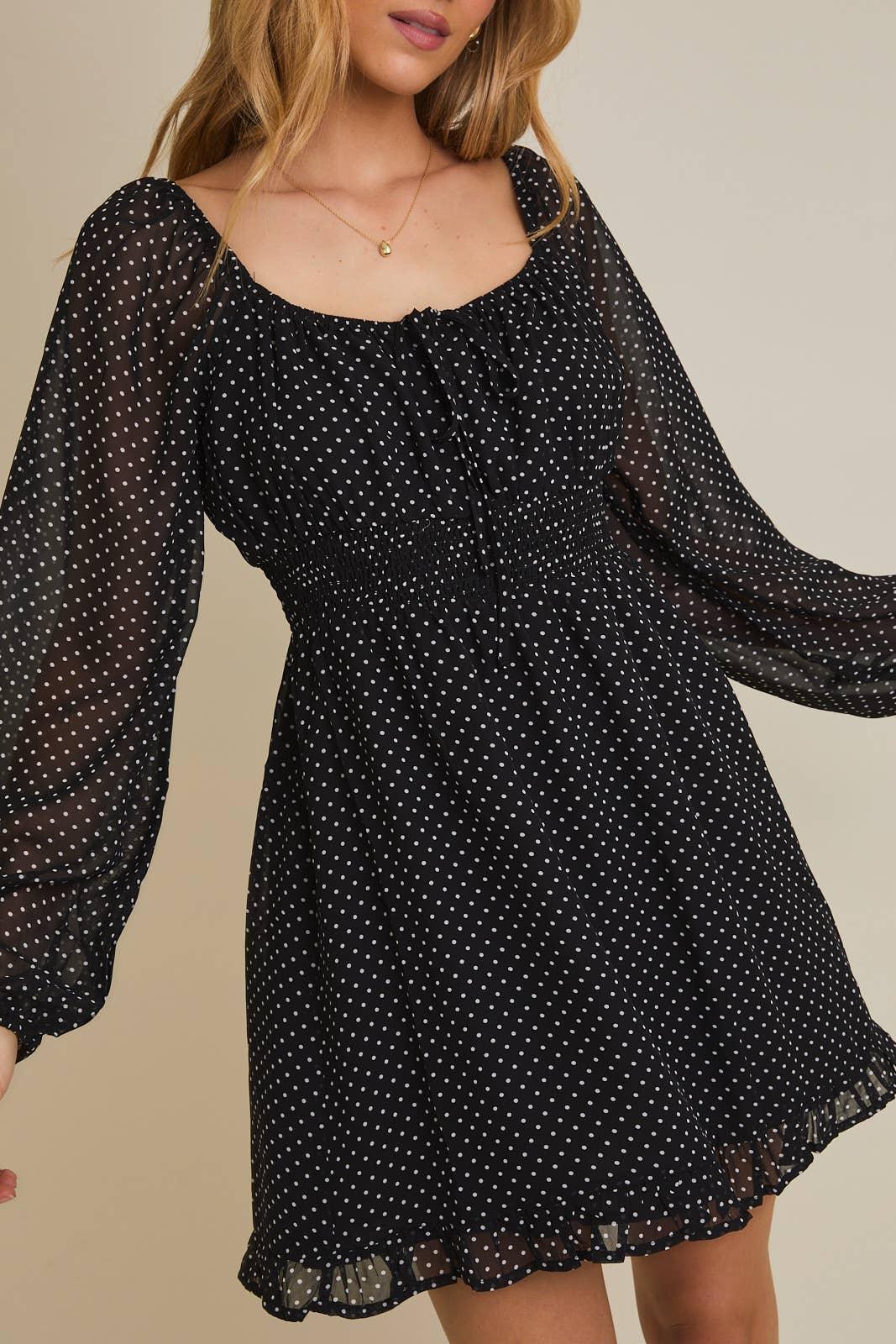 Women's Dresses - PUFF LONG SLEEVE SMOCKED MINI DRESS - - Cultured Cloths Apparel