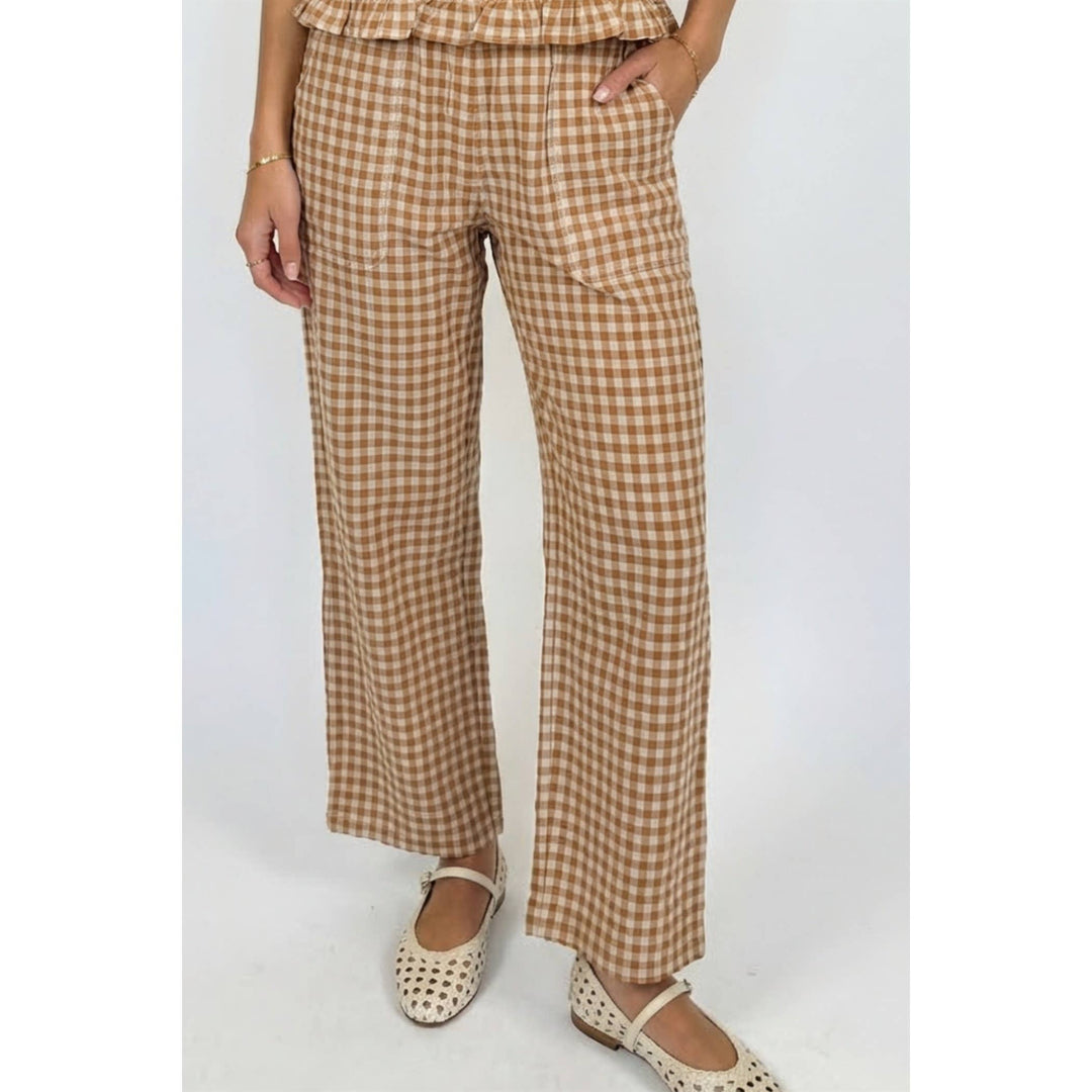 Gingham pull on pants