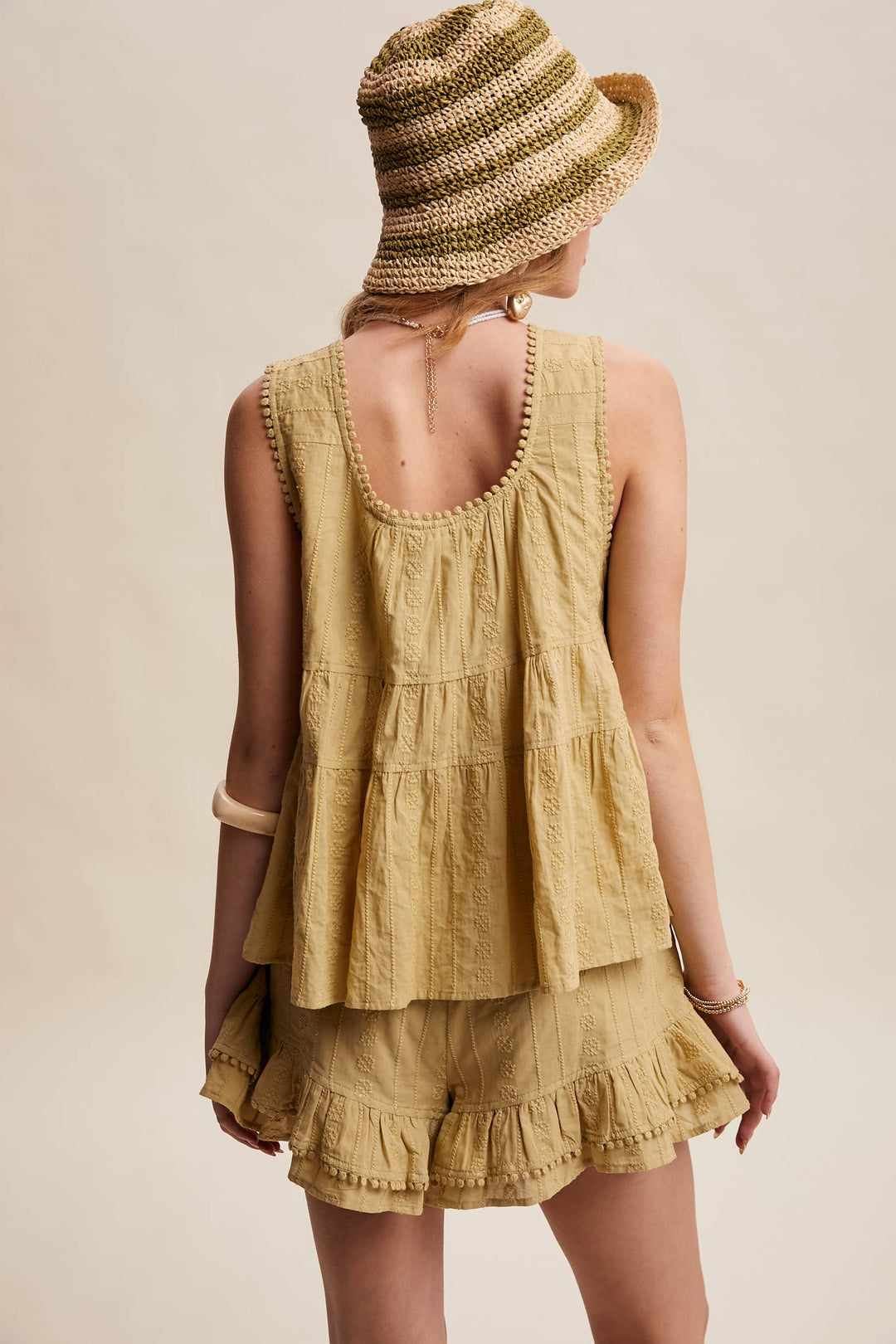 Embroidered Tiered Ruffle Set