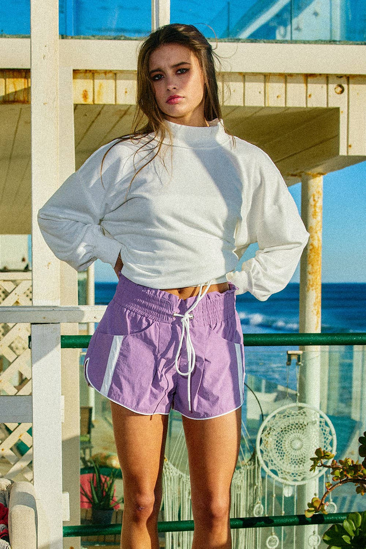 Shorts - Windbreaker Shorts With Contrast Stripe - - Cultured Cloths Apparel