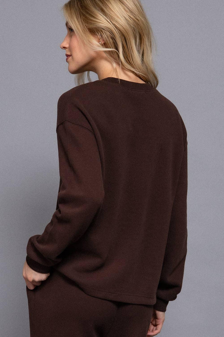 Women's Sweaters - Long Sleeve Round Neck Soft Knit Top - brown - Cultured Cloths Apparel