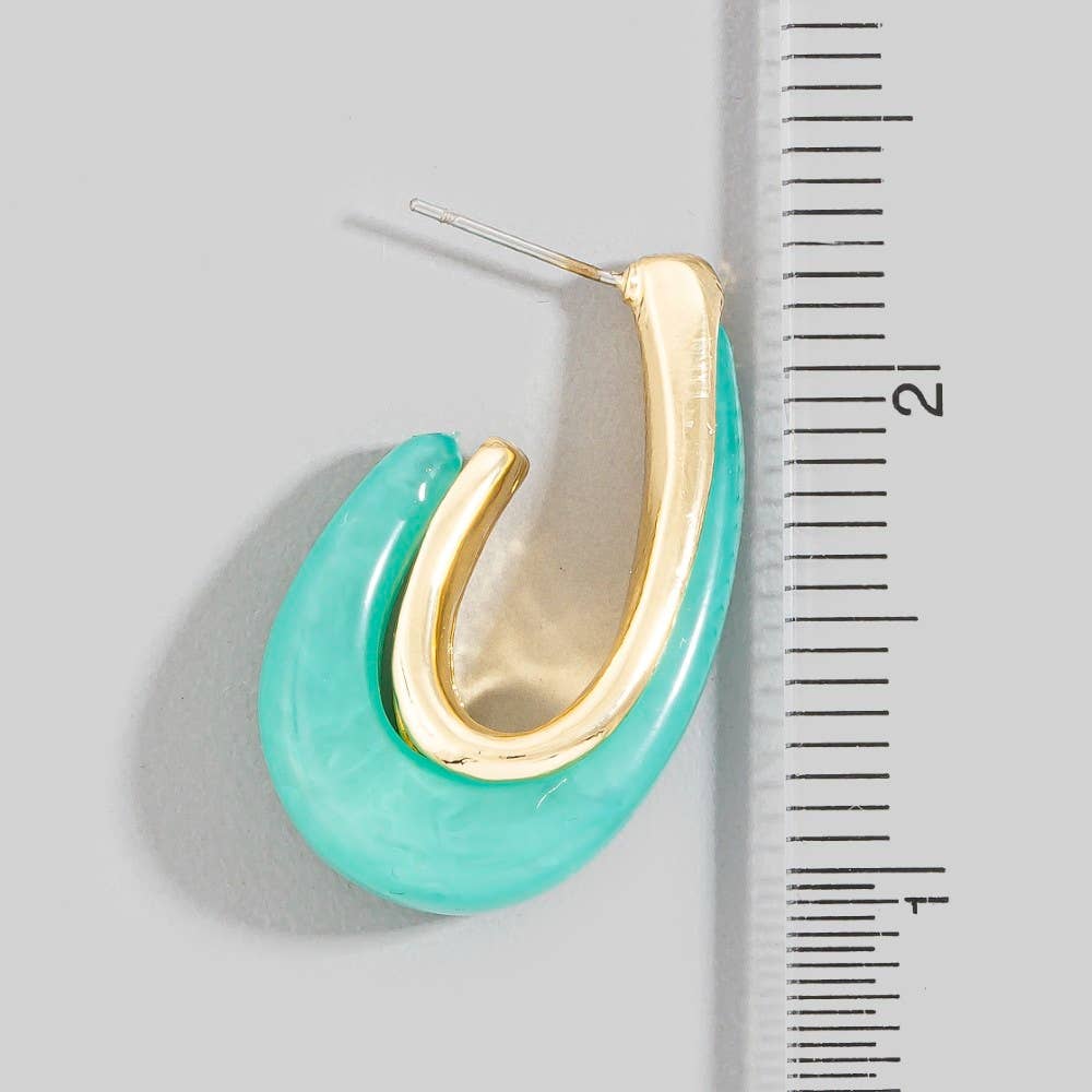 Accessories, Earrings - Gold Dipped Marble Resin Oval Hoop Earrings - - Cultured Cloths Apparel