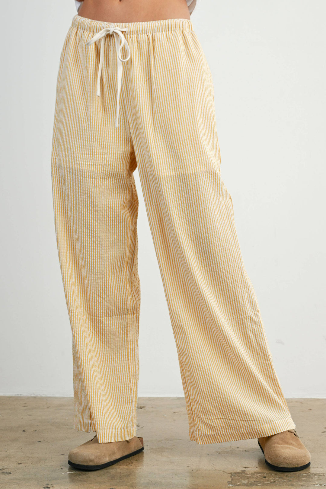 Pants - Drawstring Waist Striped Pants - - Cultured Cloths Apparel