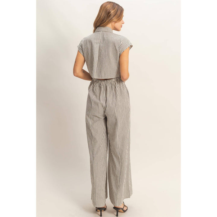 Striped Button Down Jumpsuit