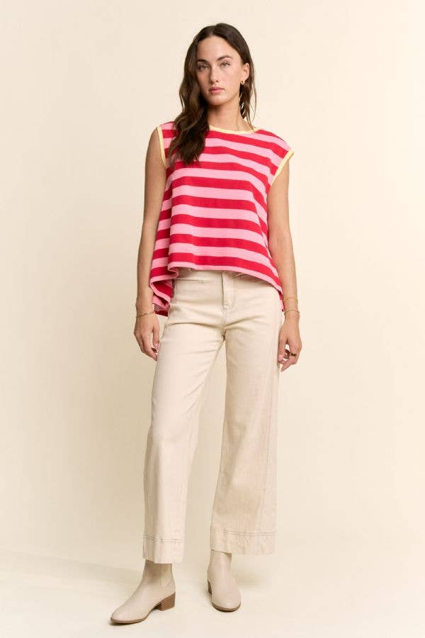 STRIPED SLEEVELESS RELAXED FIT TOP