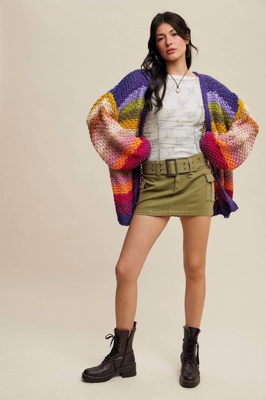 Women's Sweaters - Rainbow Hand-Crochet Open Cardigan - - Cultured Cloths Apparel