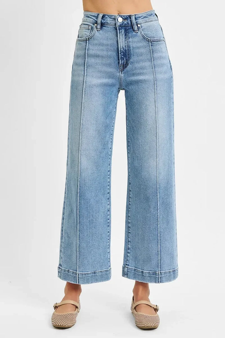 Denim - RISEN Full Size High Rise Crop Wide Leg Jeans - - Cultured Cloths Apparel