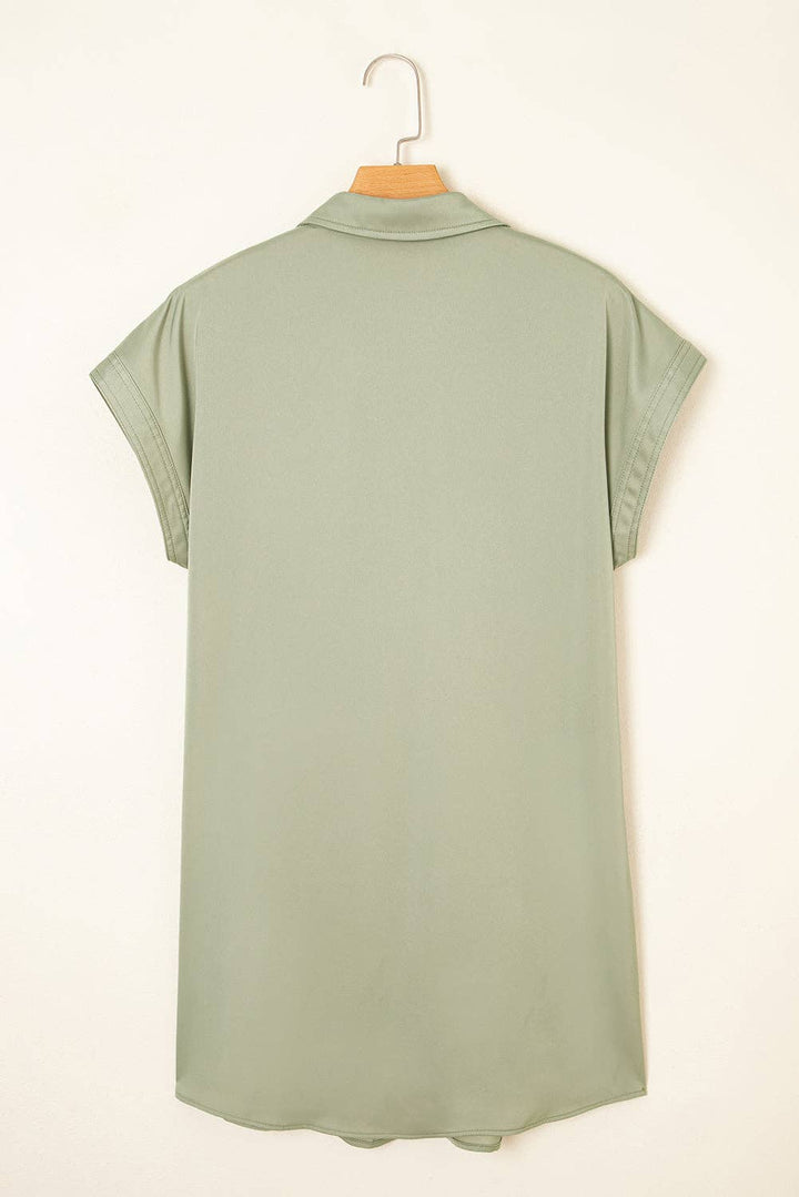 Dresses - Solid Buttoned Collar T-Shirt Mini Dress - - Cultured Cloths Apparel
