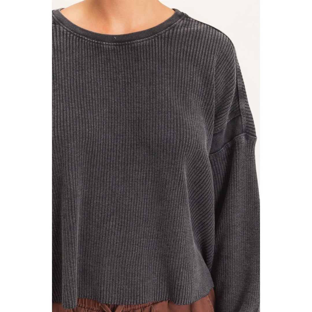 Mineral Wash Waffle Open Back Top