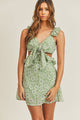 Women's Dresses - MABLE Floral Side Cutout Ruffled Mini Dress - Sage - Cultured Cloths Apparel