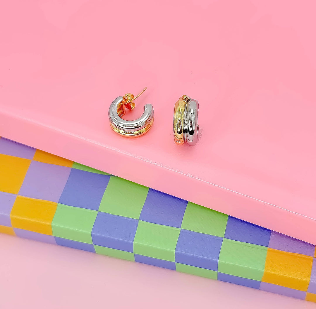 Accessories - Double Color Chunky Huggie - - Cultured Cloths Apparel