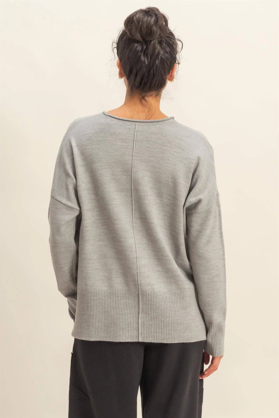 Round Roll Neck Drop Shoulder Sweater