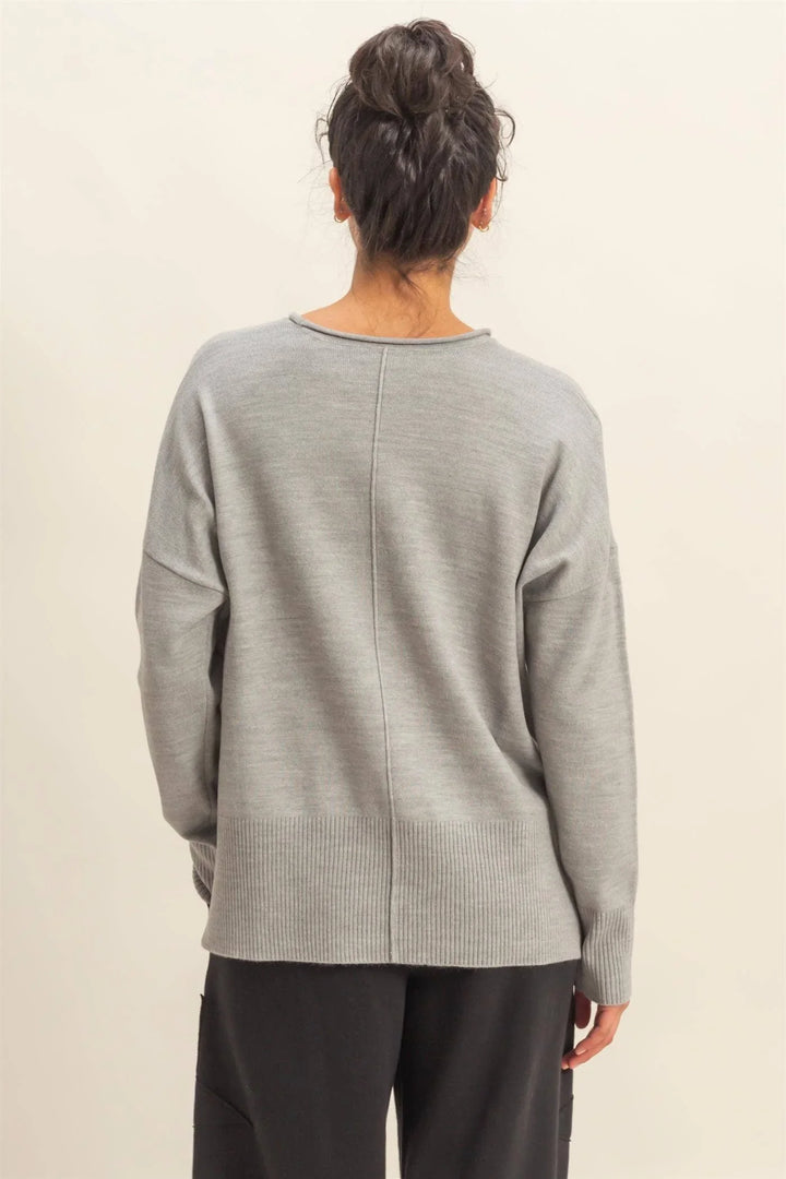Round Roll Neck Drop Shoulder Sweater