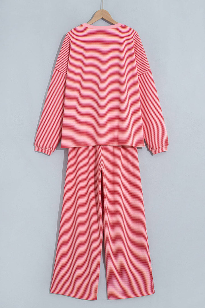 Sleepwear & Loungewear - Striped Oversize 2pcs Casual Shift Lounge Set - - Cultured Cloths Apparel