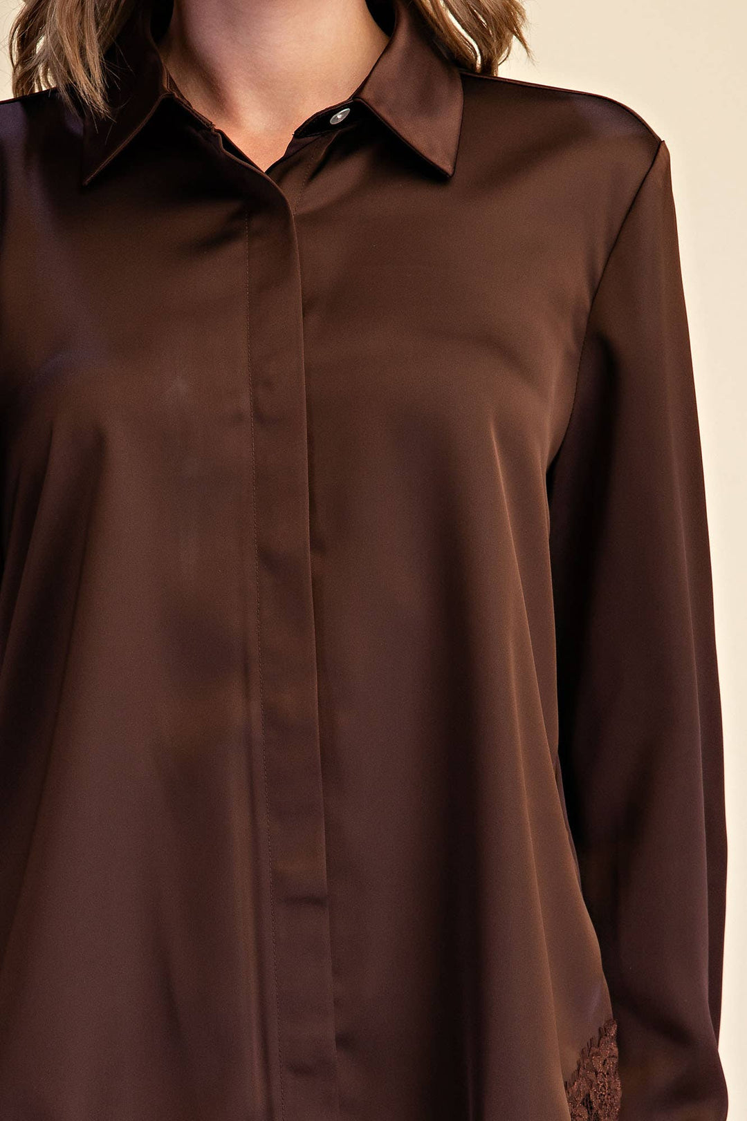 Lace Satin Effect Shirt