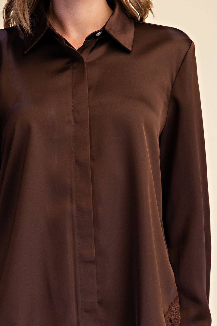 Lace Satin Effect Shirt