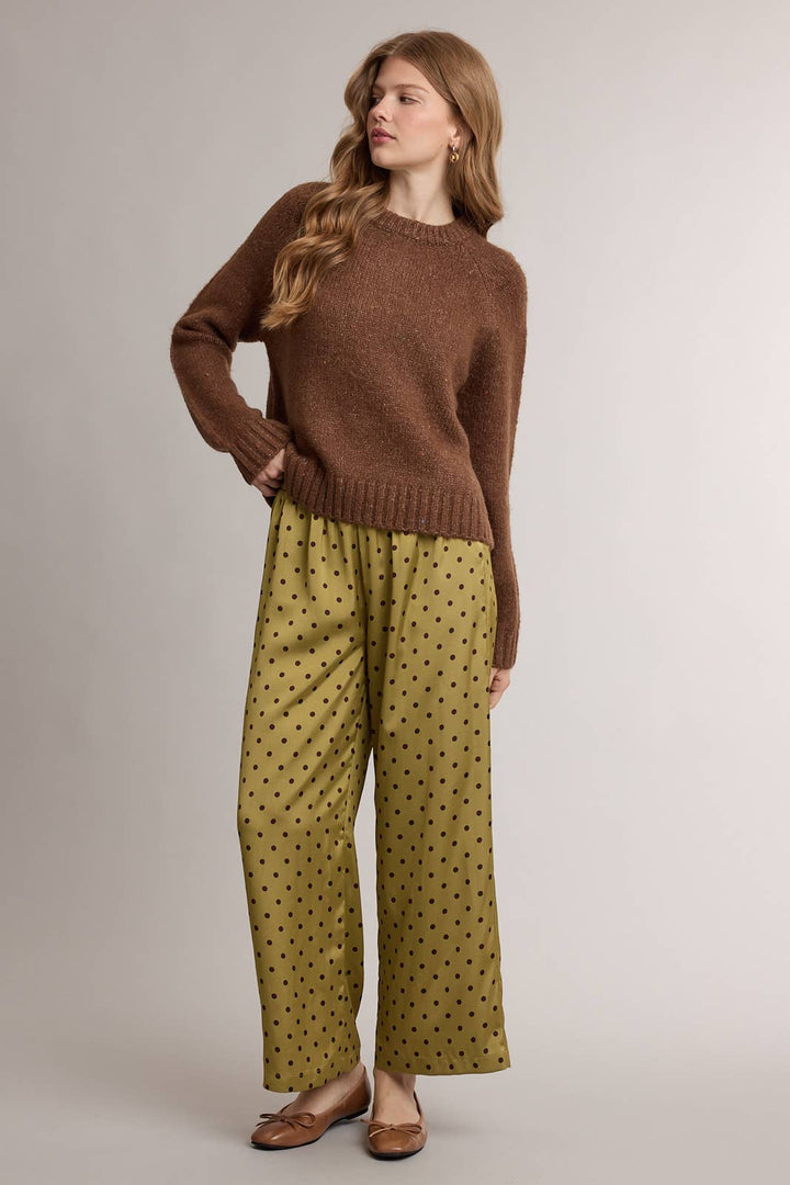 SATIN POLKA DOT WIDE LEG PANTS