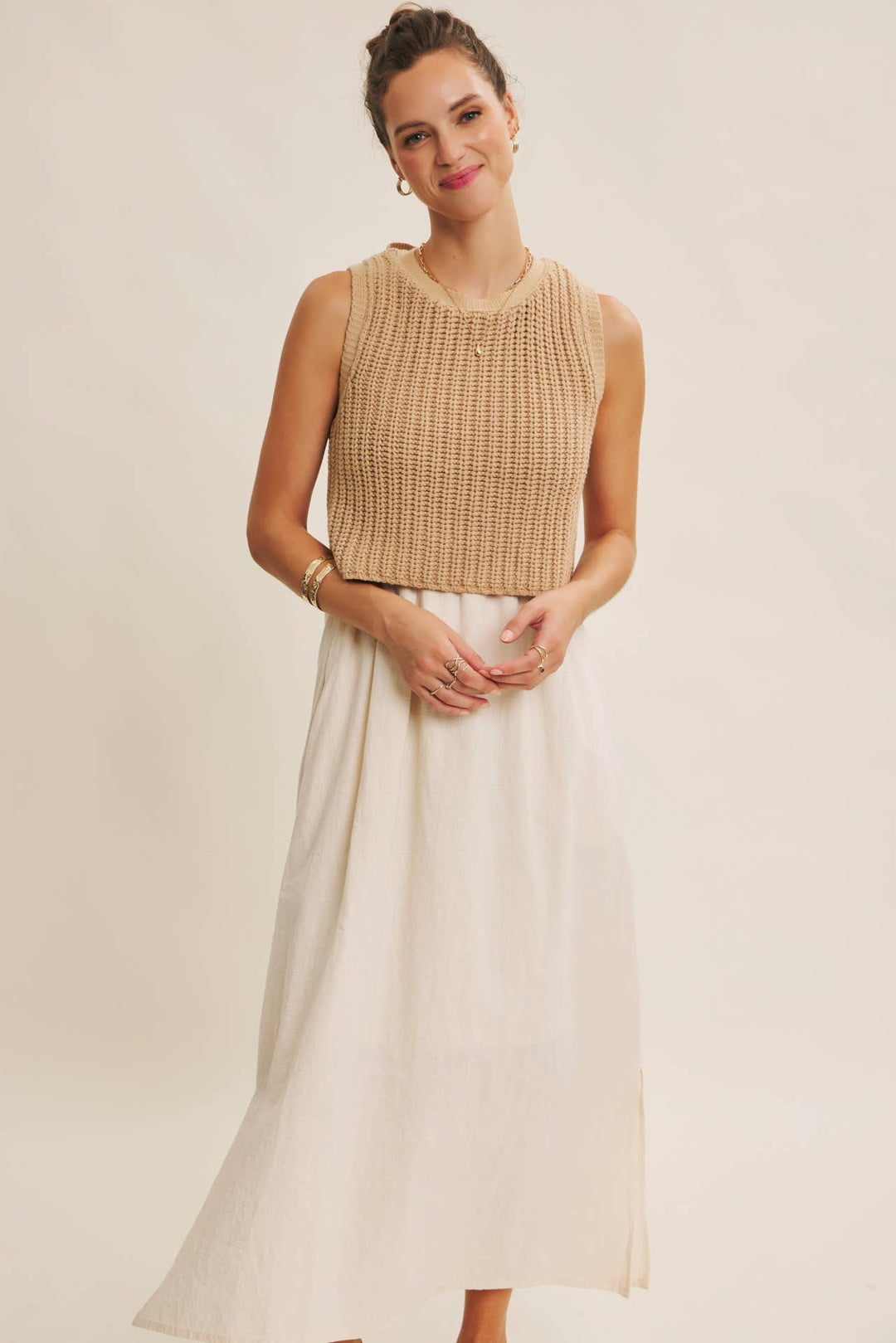 Women's Dresses - TRUE CUSTOMER FAVORITE CHUNKY SWEATER TWOFER MIDI DRESS - - Cultured Cloths Apparel