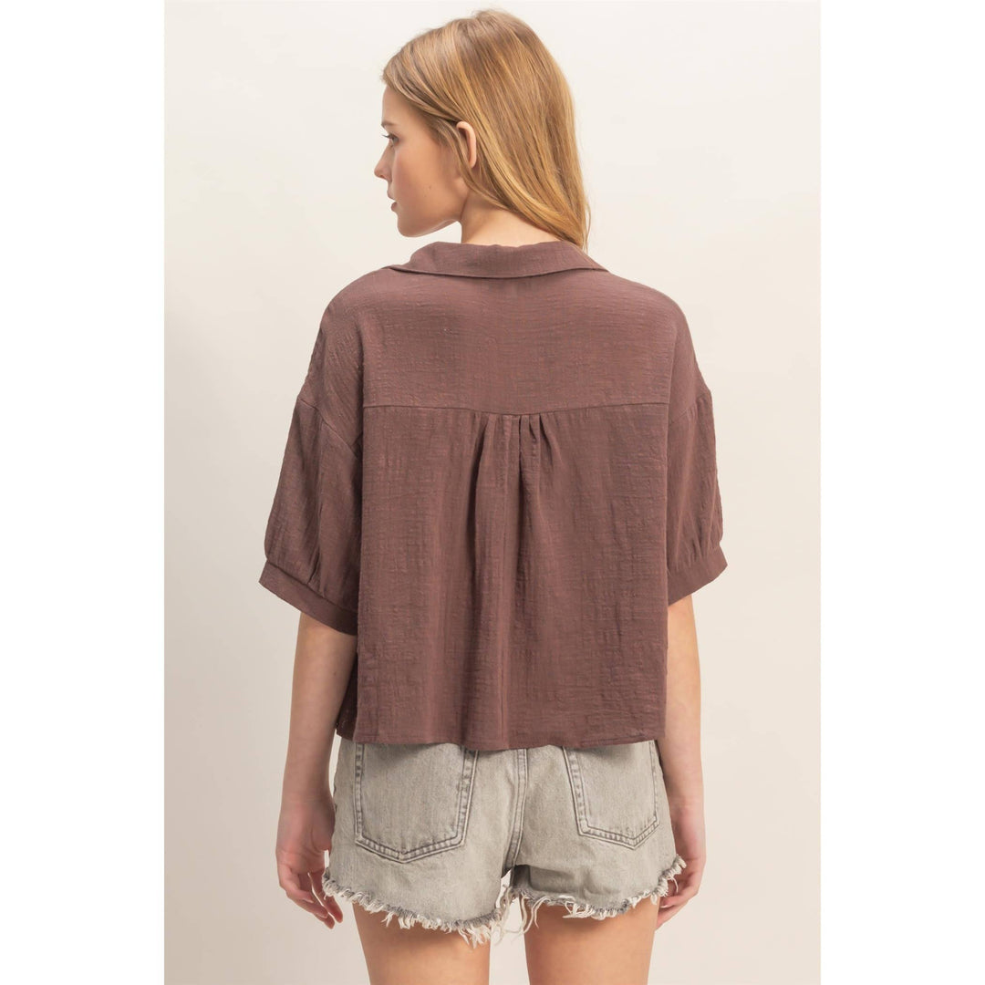 Women's Short Sleeve - Textured Button-Up Shirt - - Cultured Cloths Apparel
